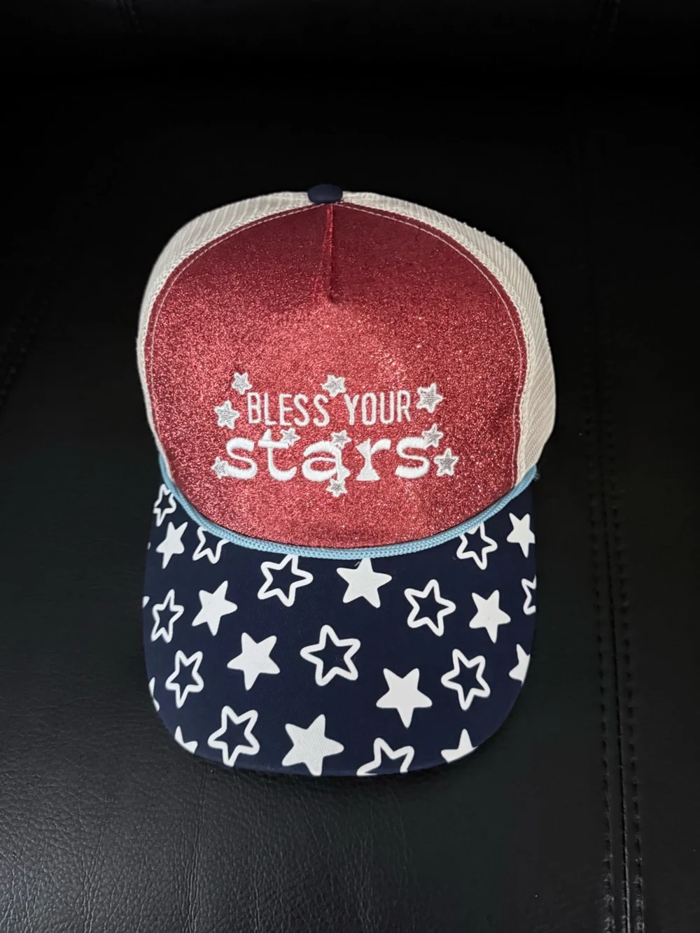 Patriotic Glitter Stars Cap - Red, White & Navy